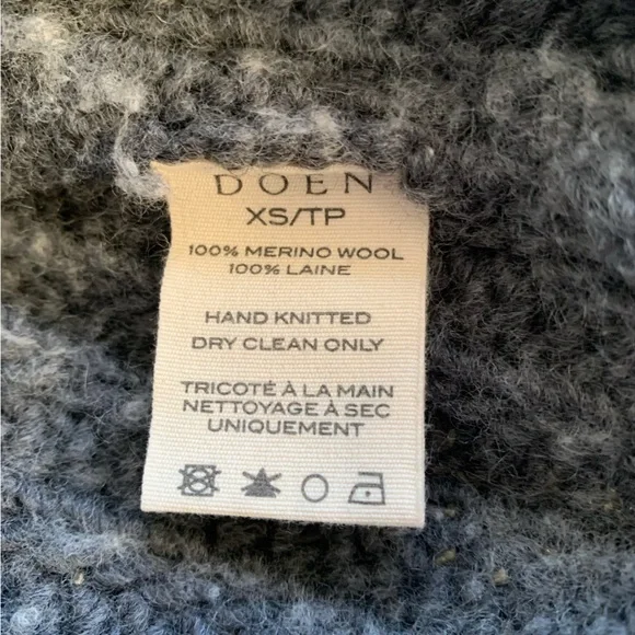 Doen Leighton Merino Wool Cable Knit Turtle Mock Neck Sweater Dark Grey - Picture 10 of 10